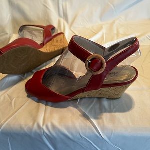 New Women’s Wedges Red with Buckle